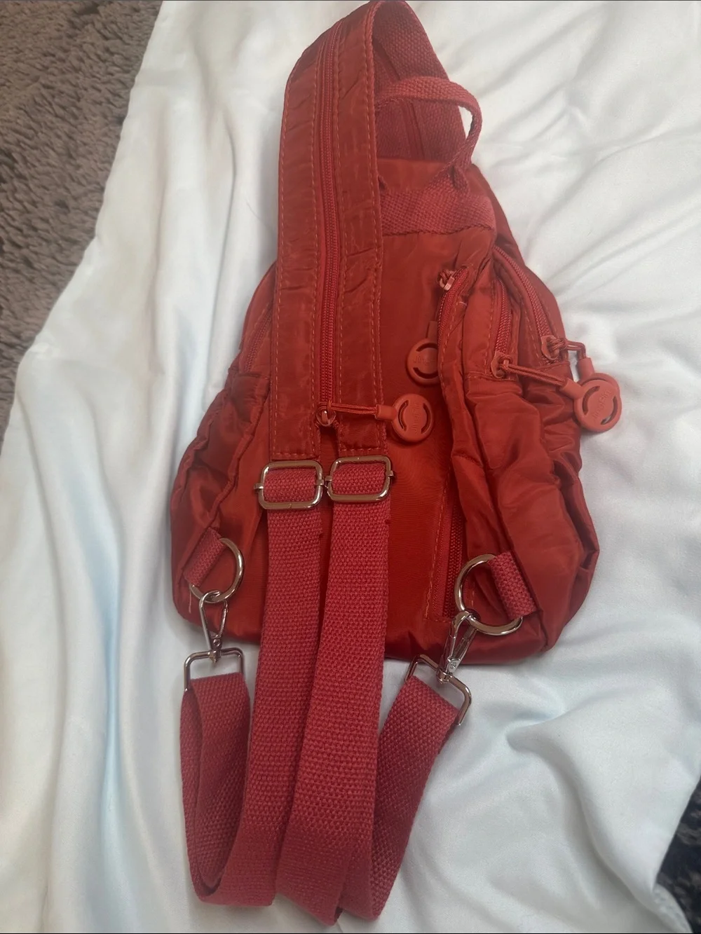 Rust/Red Backpack / Sling Crossbody Bag with Adjustable Strap